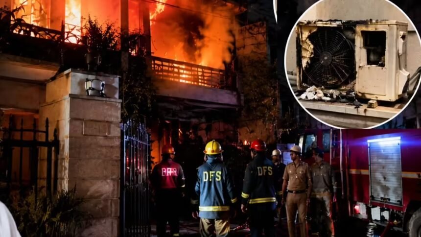 delhi hauz khas ac blast fire