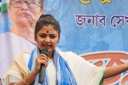 Mamata Banerjee addresses a press conference, at her Kalighat residence in Kolkata. Party MP Abhishek Banerjee also seen. (IMAGE: PTI/File)